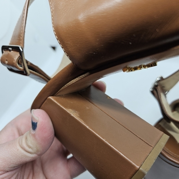 Prada brown leather peeptoe ankle wrap heel booties EU 38 - Picture 10 of 16